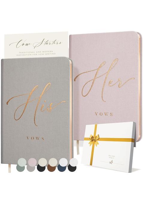 Artesori Vow Books His and Hers Linen Wedding Vow Books Perfect As Bride and Groom Gifts