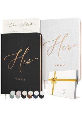 Artesori Vow Books His and Hers Linen Wedding Vow Books Perfect As Bride and Groom Gifts
