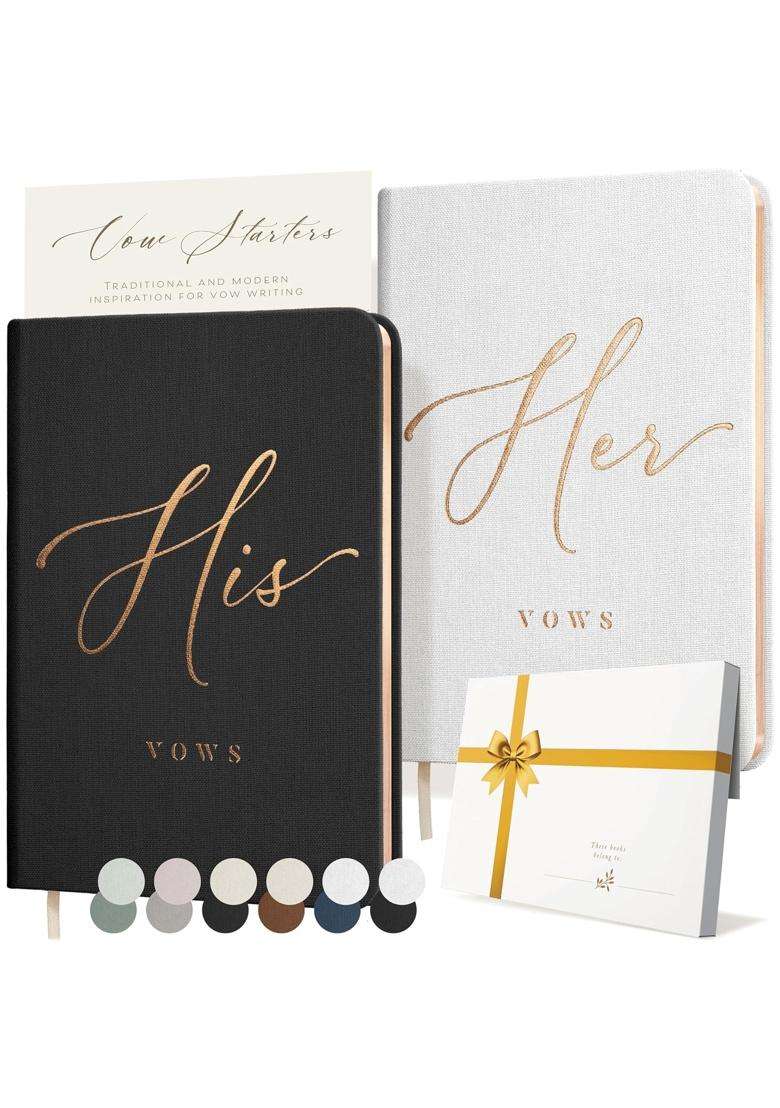 Artesori Vow Books His and Hers Linen Wedding Vow Books Perfect As Bride and Groom Gifts - Indya