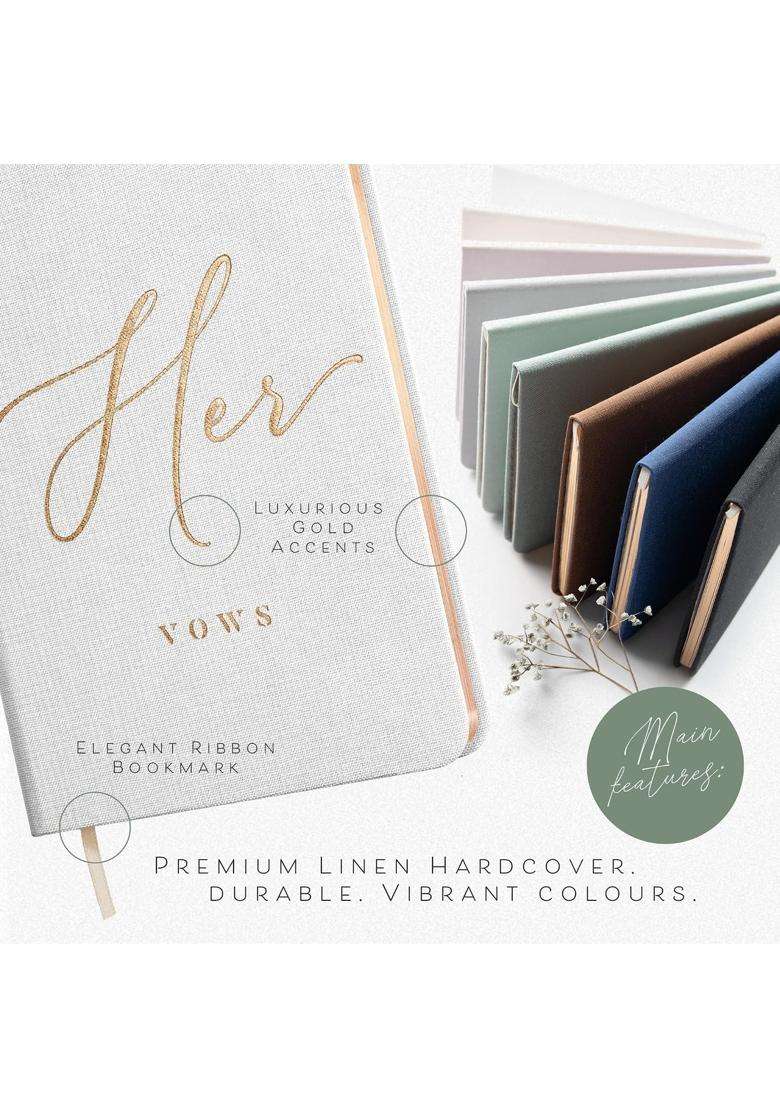 Artesori Vow Books His and Hers Linen Wedding Vow Books Perfect As Bride and Groom Gifts - Indya