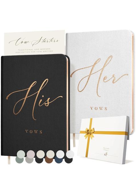 Artesori Vow Books His and Hers Linen Wedding Vow Books Perfect As Bride and Groom Gifts