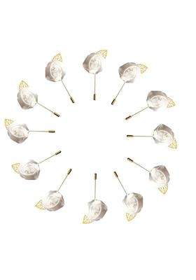 Weddingbobdiy 12Pieces Lot Groom Boutonniere Wedding Silk Rose 3 Point 5CM