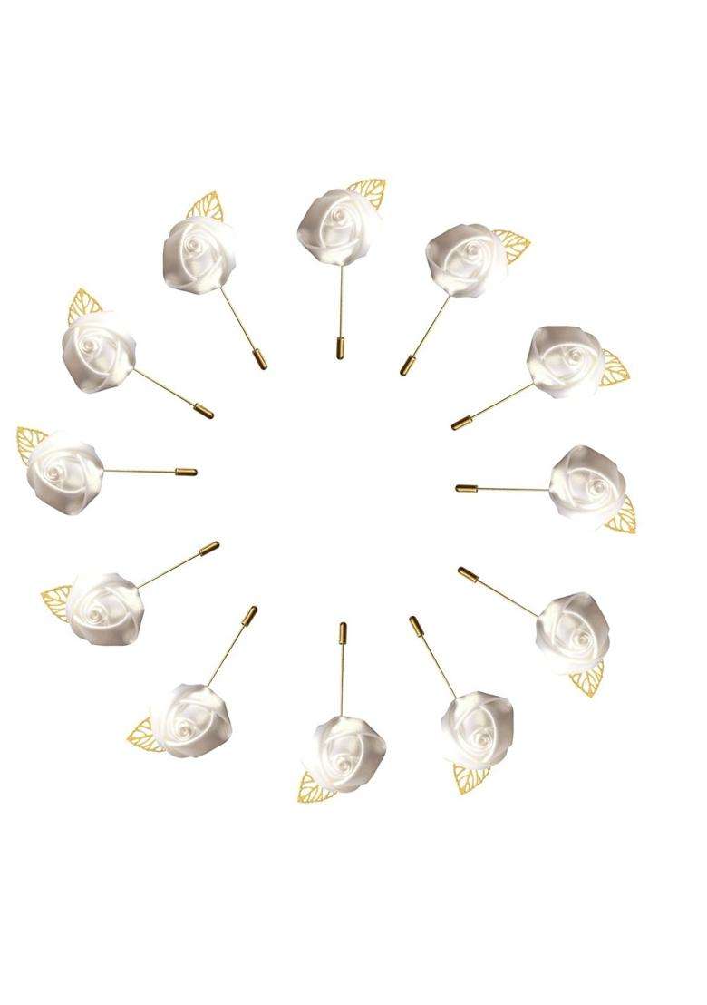 Weddingbobdiy 12Pieces Lot Groom Boutonniere Wedding Silk Rose 3 Point 5CM - Indya