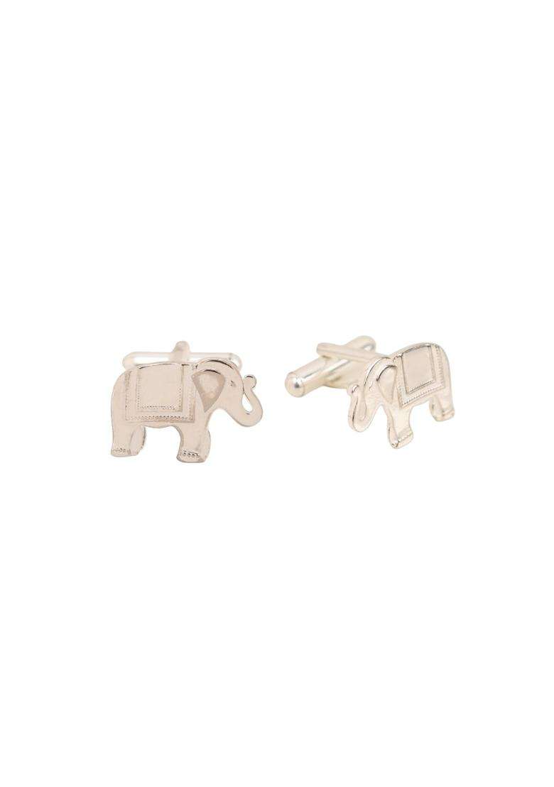 Shyle 925 Sterling Silver Cufflinks for Men Pure Silver 925 Elephant Motif Formal Shirt Cufflinks - Indya