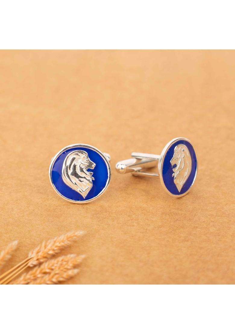 Shyle 925 Sterling Silver Cufflinks for Men Pure Silver 925 Elephant Motif Formal Shirt Cufflinks - Indya