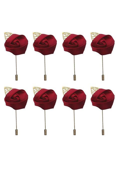 Yoanshop Groom Boutonniere Wedding Buttonholes Gold Leaf Pin Silk Rose Flowers for Men Homecoming Prom Suit