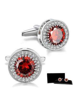 Cyriacus Crystal Cufflinks for Men CZ Cuff Links Sparkle Diamond Gold Ornate Cufflinks for Wedding Groom Best