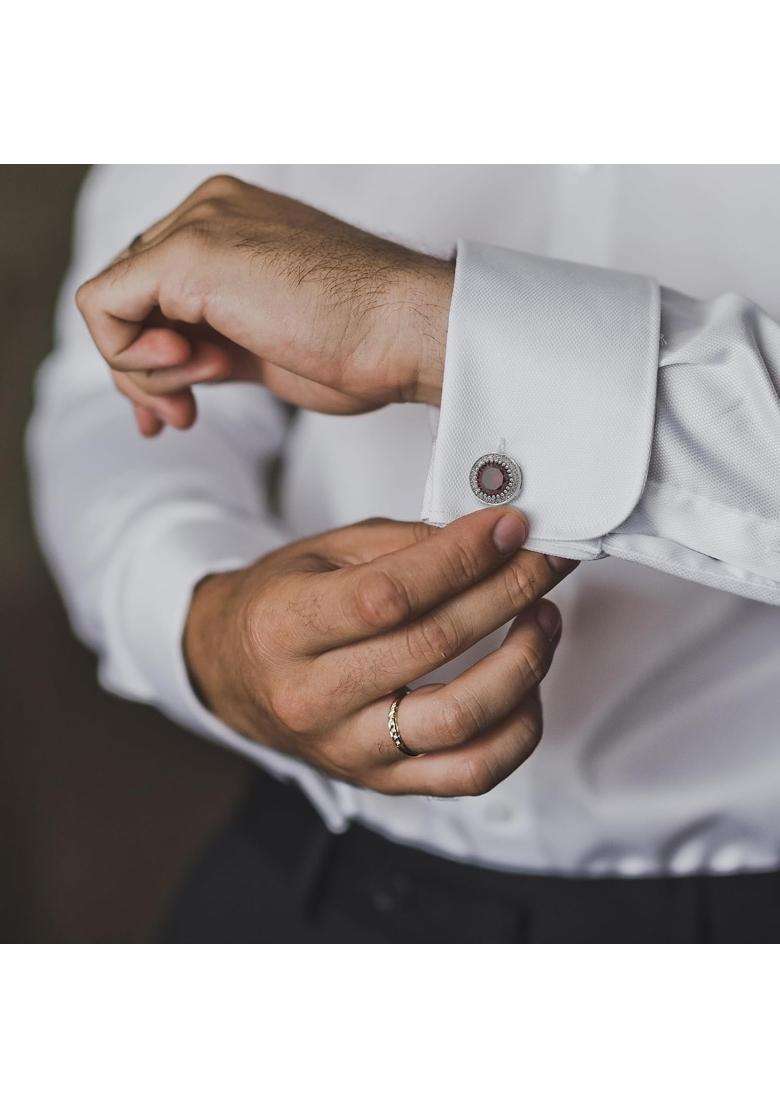Cyriacus Crystal Cufflinks for Men CZ Cuff Links Sparkle Diamond Gold Ornate Cufflinks for Wedding Groom Best - Indya