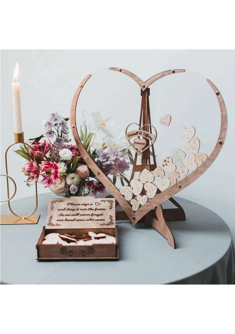 Urjix Wedding Heart Drop Box Decorative Heart Drop Box Keepsake Wedding Guest Book Substitute for Bride - Indya
