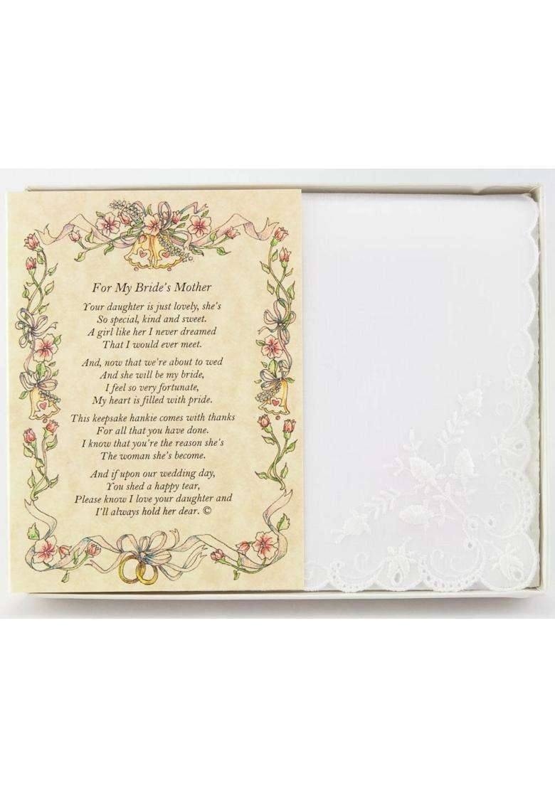 Wedding Collectibles Poetry Hankie From the Groom to the Brides Mother Wedding Handkerchief - Indya