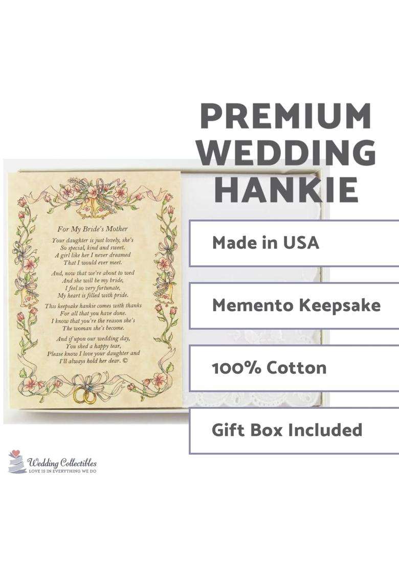 Wedding Collectibles Poetry Hankie From the Groom to the Brides Mother Wedding Handkerchief - Indya