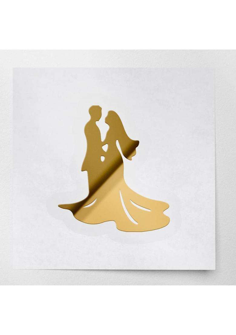 Angdest Club Bride and Groom Wedding Clear Sticker Metallic Gold - Indya