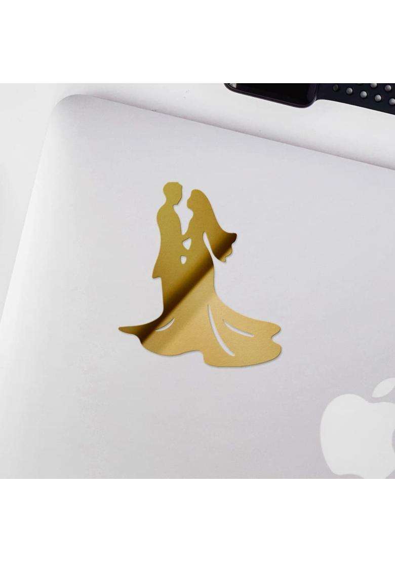 Angdest Club Bride and Groom Wedding Clear Sticker Metallic Gold - Indya