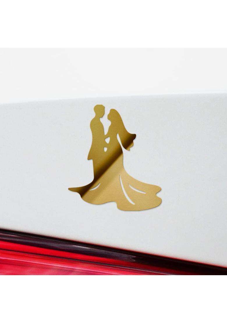 Angdest Club Bride and Groom Wedding Clear Sticker Metallic Gold - Indya