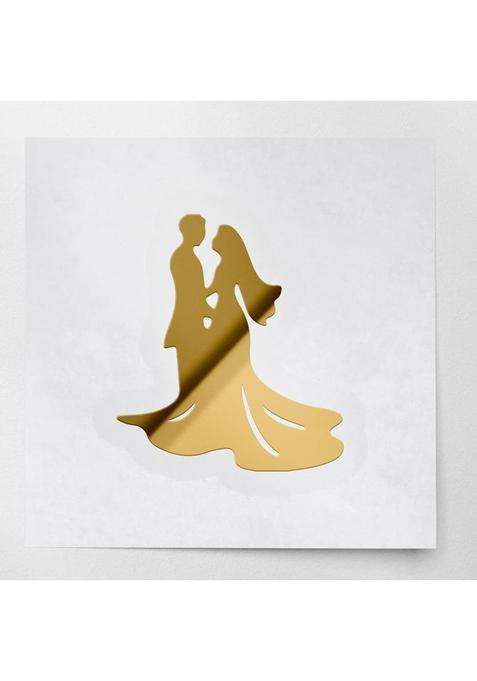 Angdest Club Bride and Groom Wedding Clear Sticker Metallic Gold