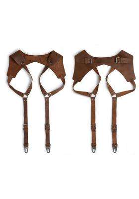 Hide and Groom Suspenders with Adjustable Size Straps for Men Wedding Harness Steampunk Full Grain Leather