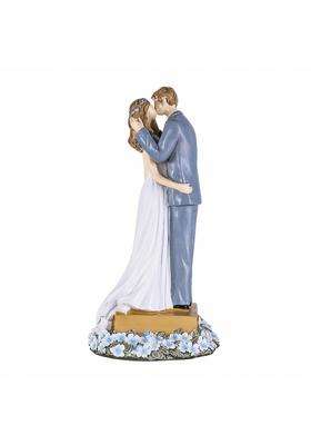 Calandis Romantic Resin Wedding Cake Topper Wood Carved Style Appearance 21 CM Tall Bride and Groom Figurine