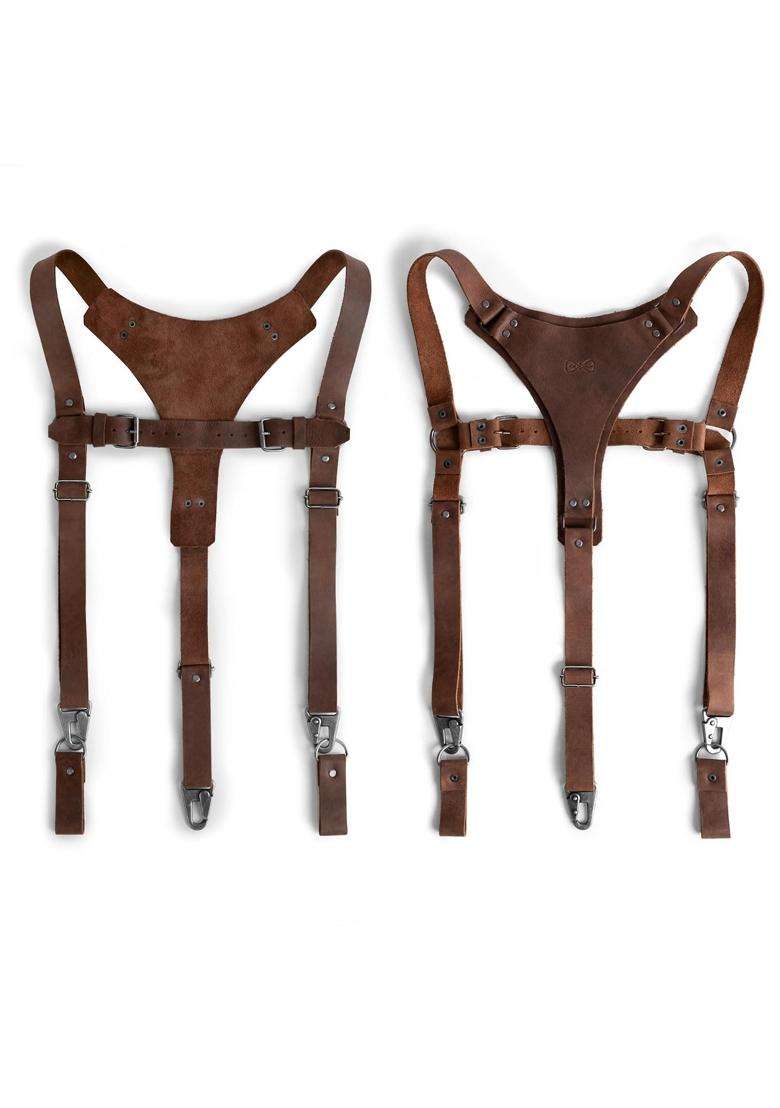 Hide and Groom Y Back Suspenders with Adjustable Size Straps for Men Wedding Steampunk Harness - Indya