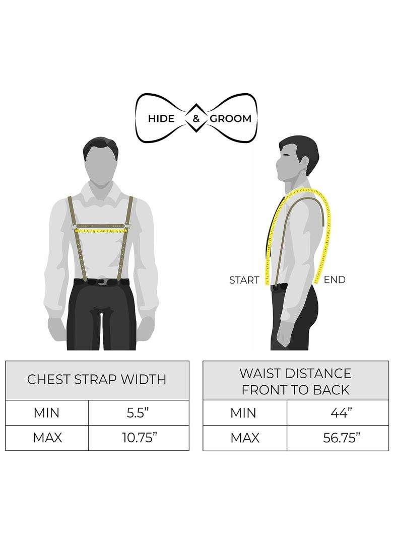 Hide and Groom Y Back Suspenders with Adjustable Size Straps for Men Wedding Steampunk Harness - Indya