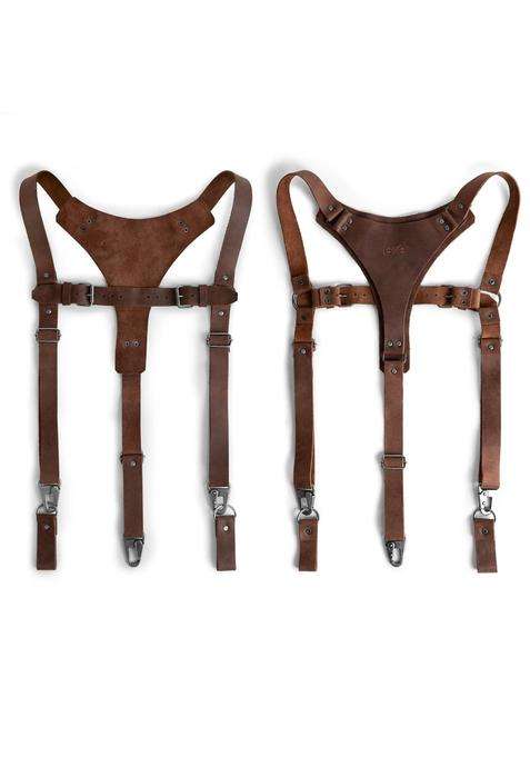 Hide and Groom Y Back Suspenders with Adjustable Size Straps for Men Wedding Steampunk Harness