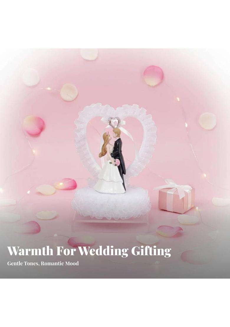 Calandis Multicolour Wedding Couple Figurine Resin Romantic Couple Ornament Cute Design Bride and Groom Cake - Indya