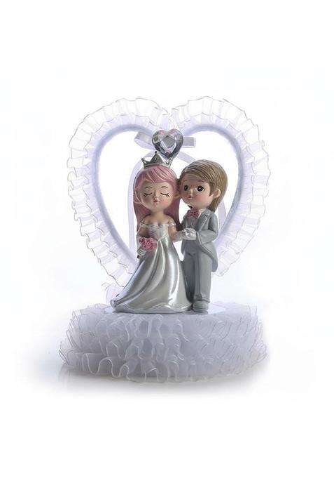 Calandis Multicolour Wedding Couple Figurine Resin Romantic Couple Ornament Cute Design Bride and Groom Cake