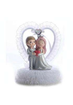 Calandis Multicolour Wedding Couple Figurine Resin Romantic Couple Ornament Cute Design Bride and Groom Cake