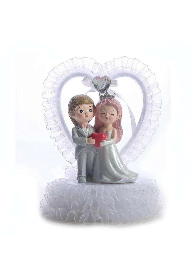 Calandis Multicolour Wedding Couple Figurine Resin Romantic Couple Ornament Cute Design Bride and Groom Cake - Indya