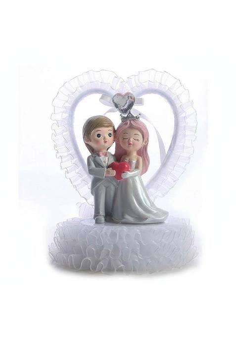 Calandis Multicolour Wedding Couple Figurine Resin Romantic Couple Ornament Cute Design Bride and Groom Cake