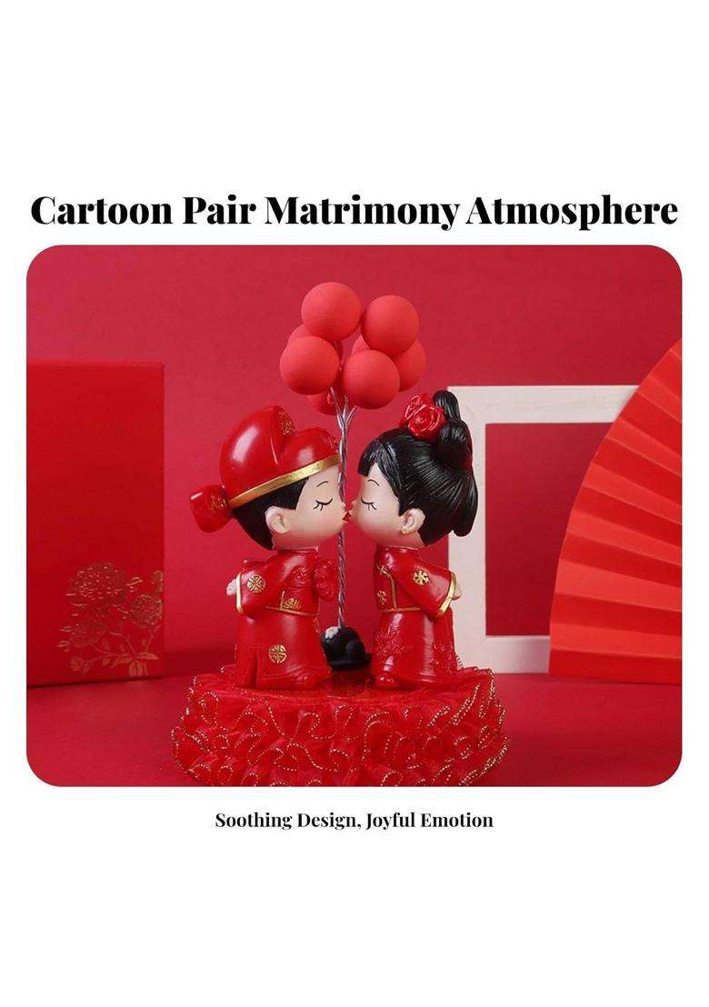 Calandis Multicolour Wedding Couple Figurine Resin Romantic Couple Ornament Cute Design Bride and Groom Cake - Indya
