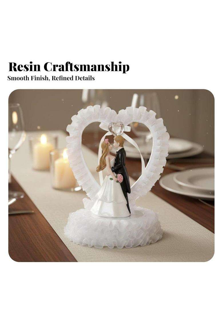 Calandis Multicolour Wedding Couple Figurine Resin Romantic Couple Ornament Cute Design Bride and Groom Cake - Indya