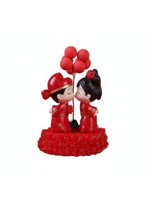 Calandis Multicolour Wedding Couple Figurine Resin Romantic Couple Ornament Cute Design Bride and Groom Cake