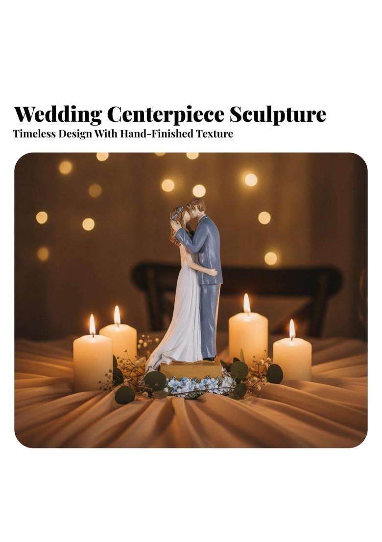 Bnf Romantic Resin Wedding Cake Topper Artisan Look Bride and Groom Figurine - Indya