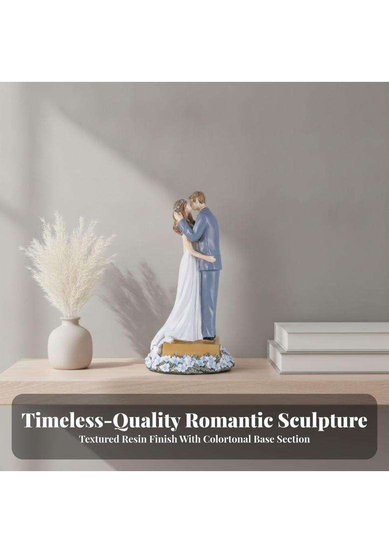 Bnf Romantic Resin Wedding Cake Topper Artisan Look Bride and Groom Figurine - Indya