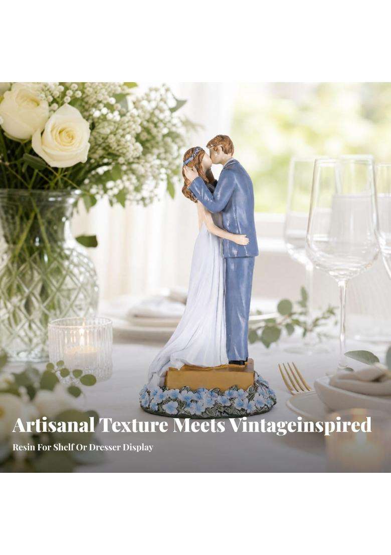 Bnf Romantic Resin Wedding Cake Topper Artisan Look Bride and Groom Figurine - Indya