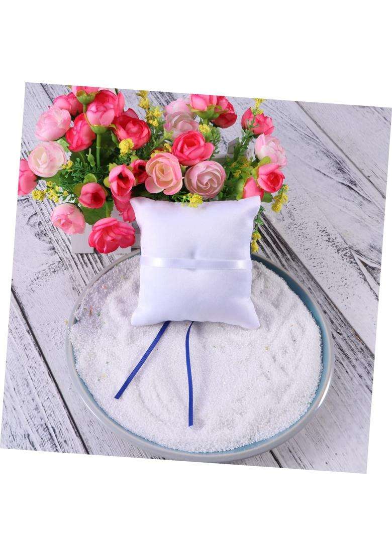 Toyvian Blue Double Heart Bearer Pillow Cushion Satin Ribbons for Wedding Ceremony Satin Holder for Brides - Indya