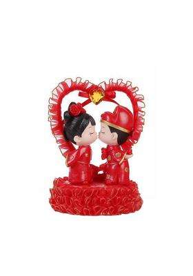 Calandis Couple Figurine with Heart Frame Resin Wedding Cake Topper Decorative Cake Topper with Bride