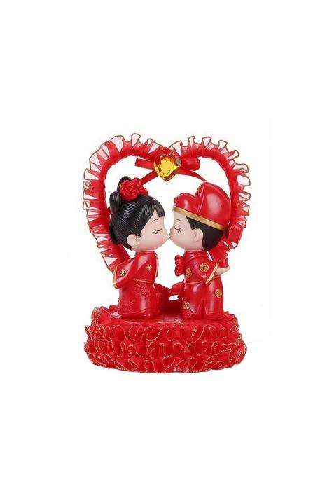 Calandis Couple Figurine with Heart Frame Resin Wedding Cake Topper Decorative Cake Topper with Bride