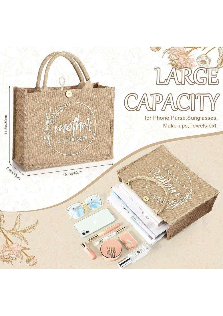 Coume Brown 2 Pcs Mother of Bride and Groom Bags Wedding Gift for Guests Tote Bags with Handle Bridesmaid Gift - Indya