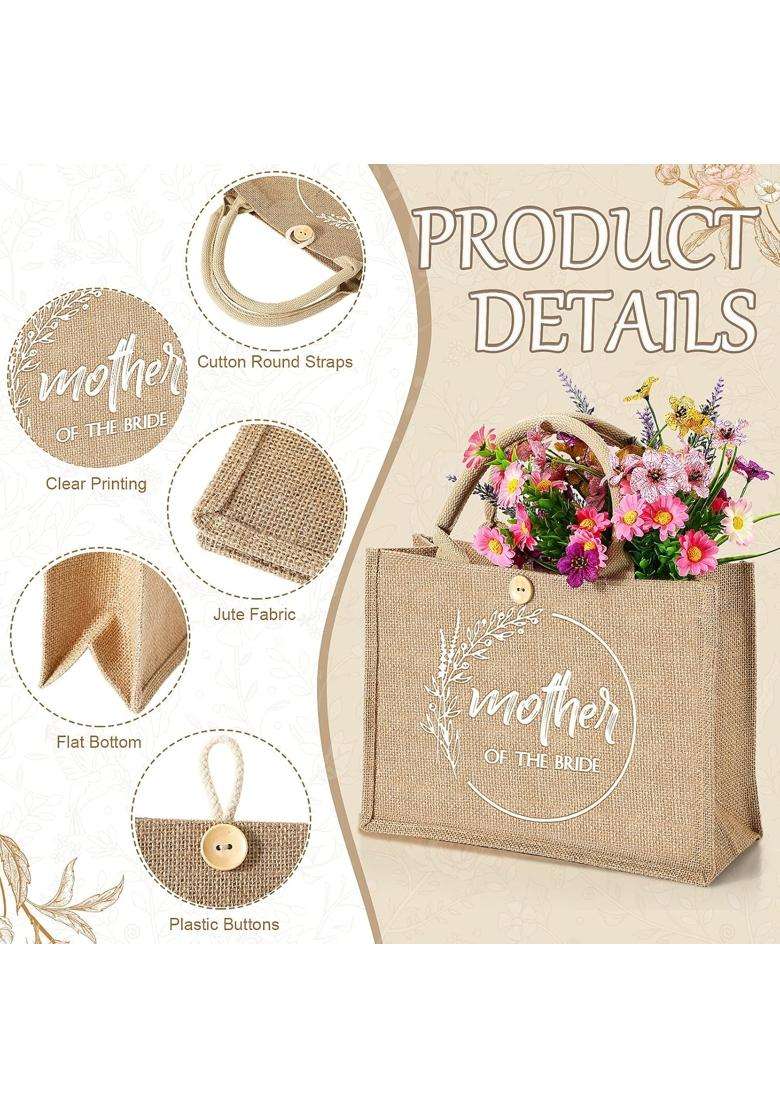Coume Brown 2 Pcs Mother of Bride and Groom Bags Wedding Gift for Guests Tote Bags with Handle Bridesmaid Gift - Indya