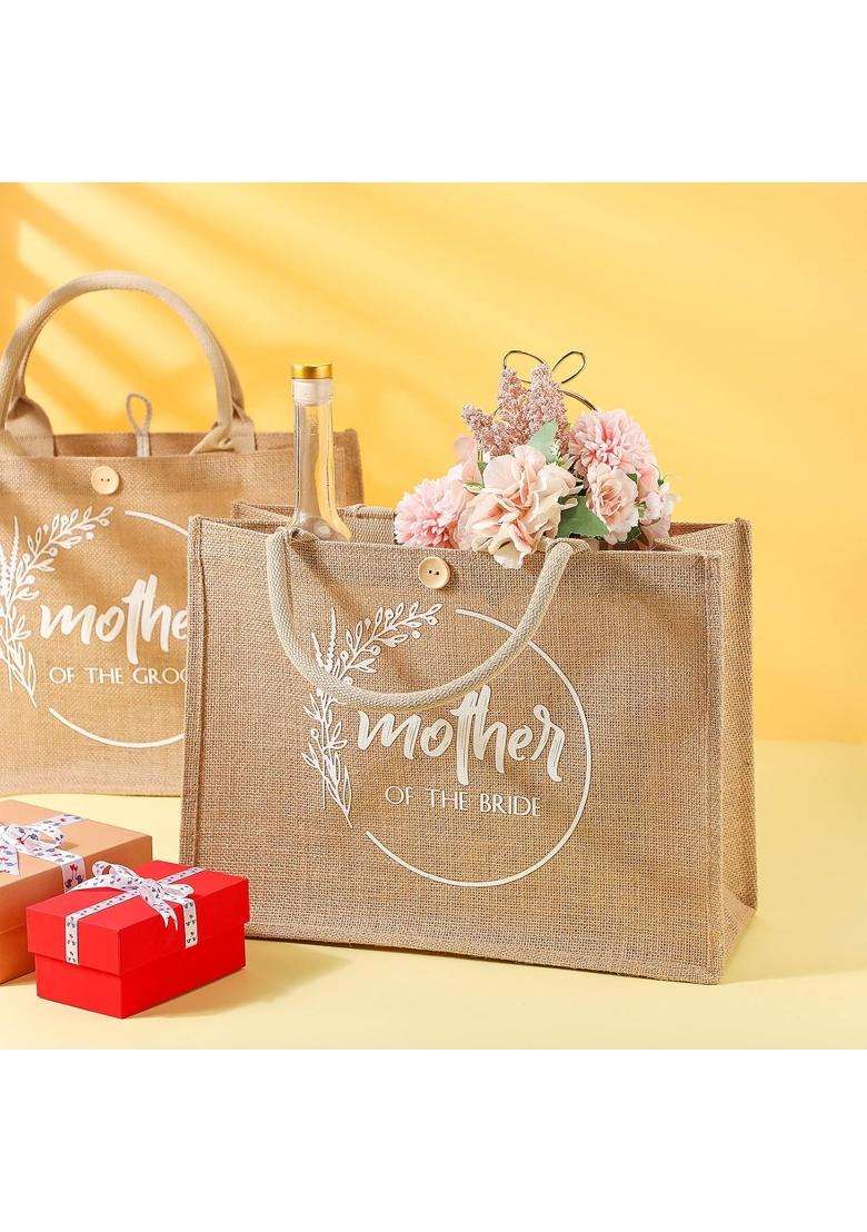Coume Brown 2 Pcs Mother of Bride and Groom Bags Wedding Gift for Guests Tote Bags with Handle Bridesmaid Gift - Indya