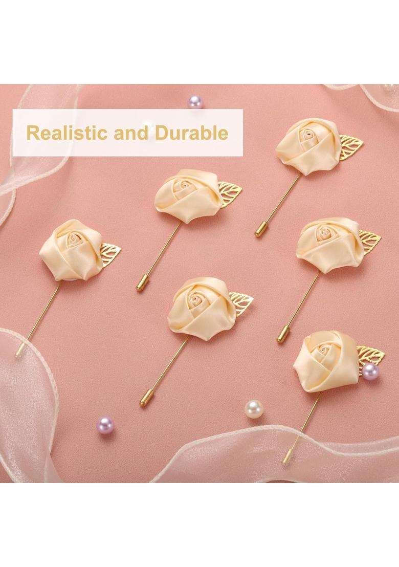 Uxcell Rose Boutonnieres Flower Buttonholes Pocket Boutonnieres Pins for Wedding Ceremony Anniversary Prom - Indya