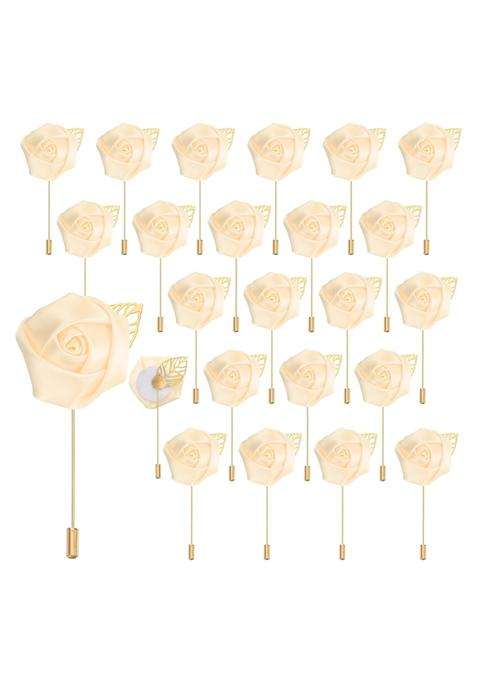 Uxcell Rose Boutonnieres Flower Buttonholes Pocket Boutonnieres Pins for Wedding Ceremony Anniversary Prom