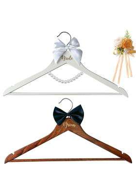 Laiamer 2 Pack Wedding Hangers Gifts Accessories Groom Bride Hanger for Wedding Dress or Suit