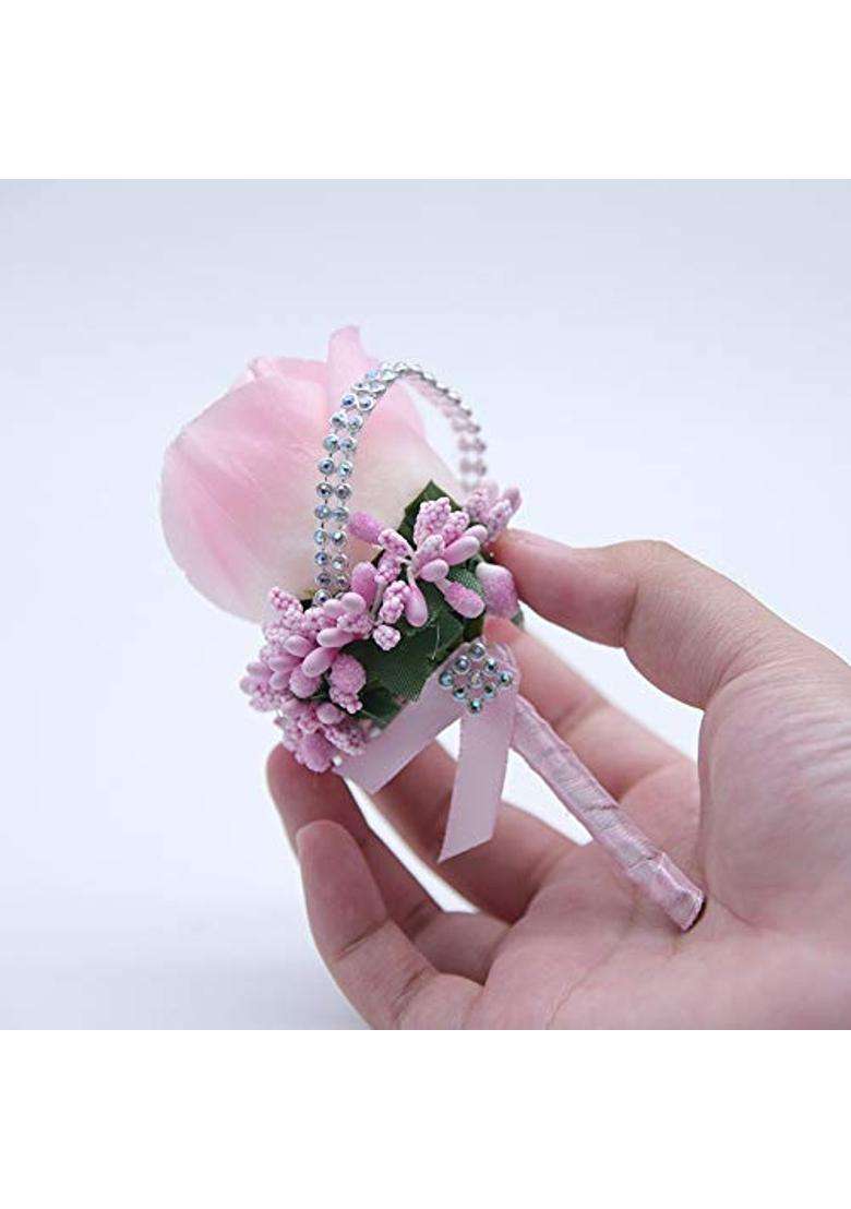 Buueerr Satin Rose Boutonniere Buttonholes Groom Groomsman Best Man Rose Wedding Flowers Accessories Pack of 2 - Indya