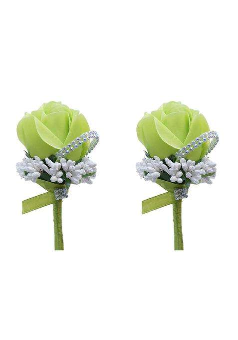 Buueerr Satin Rose Boutonniere Buttonholes Groom Groomsman Best Man Rose Wedding Flowers Accessories Pack of 2
