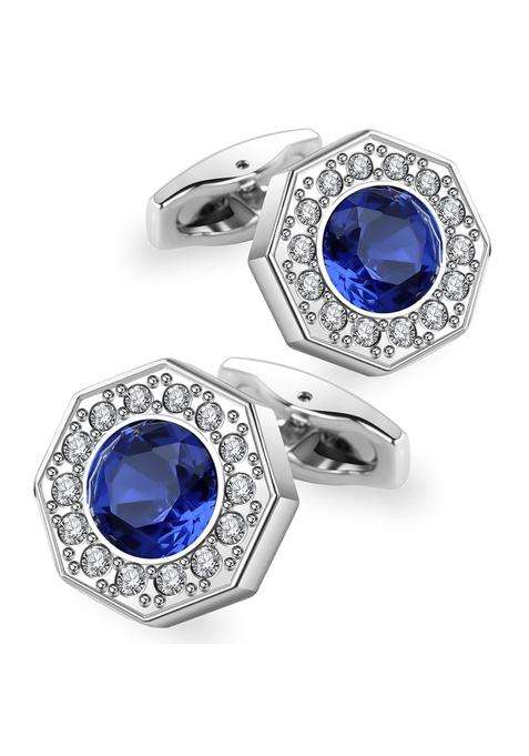 Sogee Crystal Cufflinks for Men Blue Green Pink Purple Red White Colorful Real Gold Plated Elegant Mens Cuff