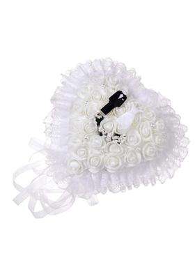 Yosoo Wedding Jewery Case Elegant Wedding Ring Bearer Heart Shape Wedding Groom Bride Ring Pillow Cushion