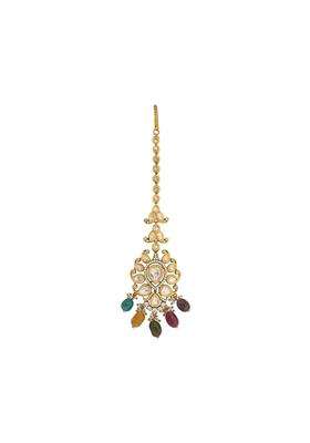 Kushals Fashion Jewellery Victorian Plated Kundan Maang Tikka for Women