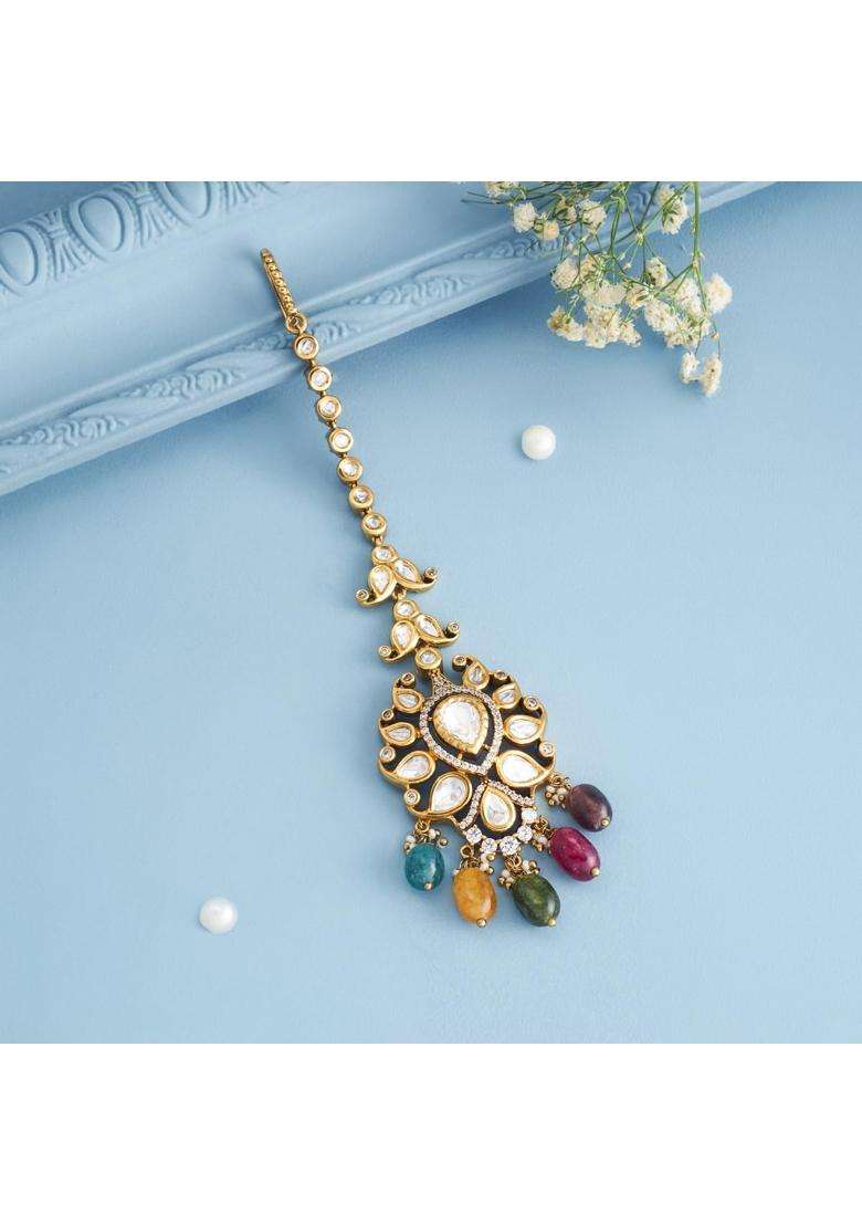 Kushals Fashion Jewellery Victorian Plated Kundan Maang Tikka for Women - Indya